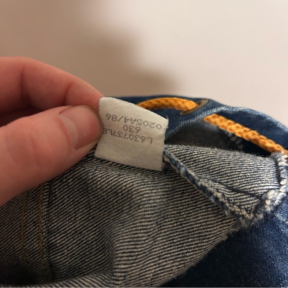 Vintage Lee Jeans Blue Denim Bag with Yellow Accents 80’s - Picture 4 of 6